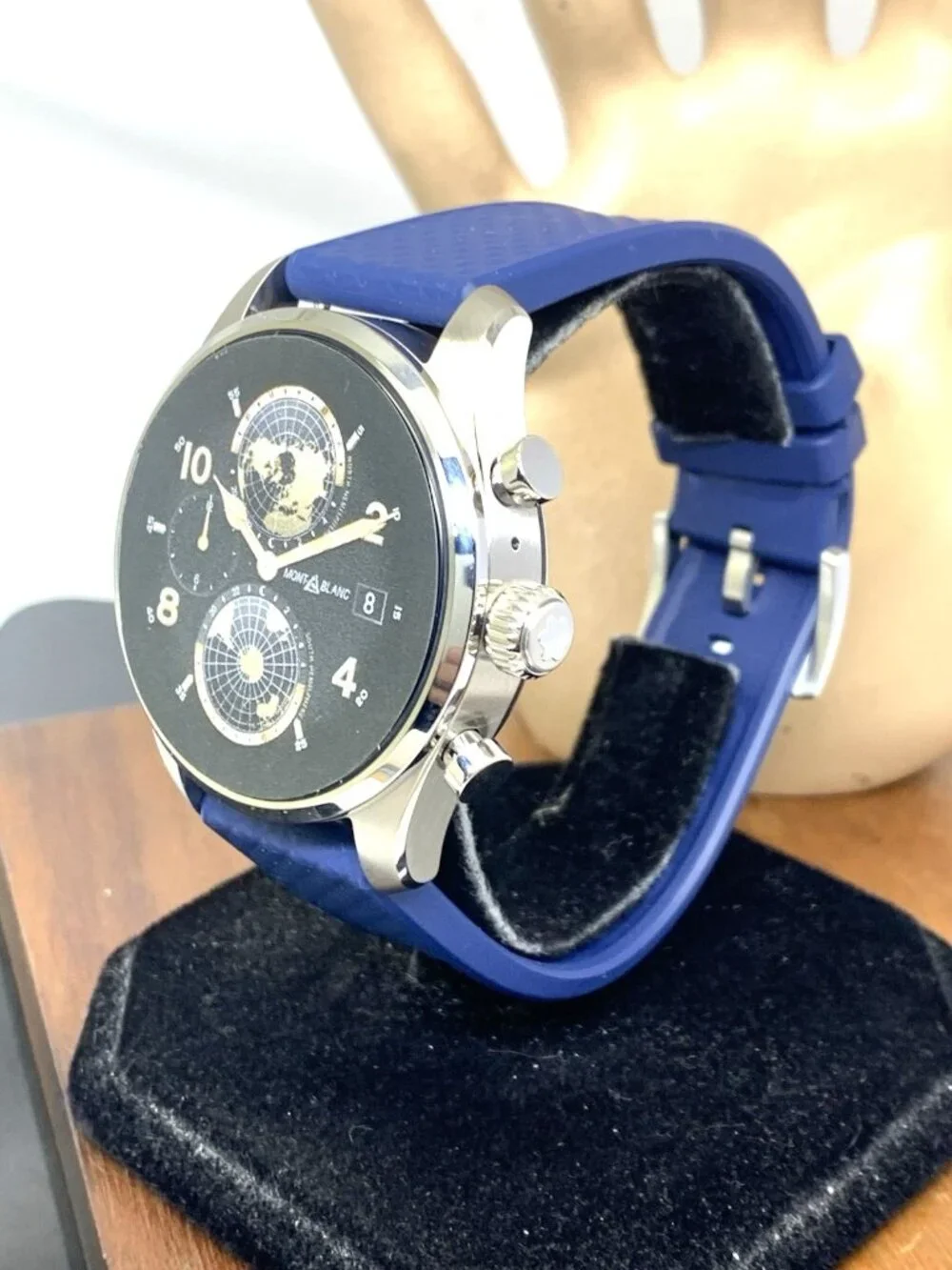 Montblanc Summit 3 Men's Watch Smartwatch Titanium Case Blue Rubber Strap 42mm